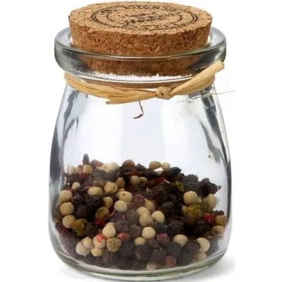 Authentiek Glazen mini kruidenpotje met afsluitkurk 100 ml - Voorraadpot