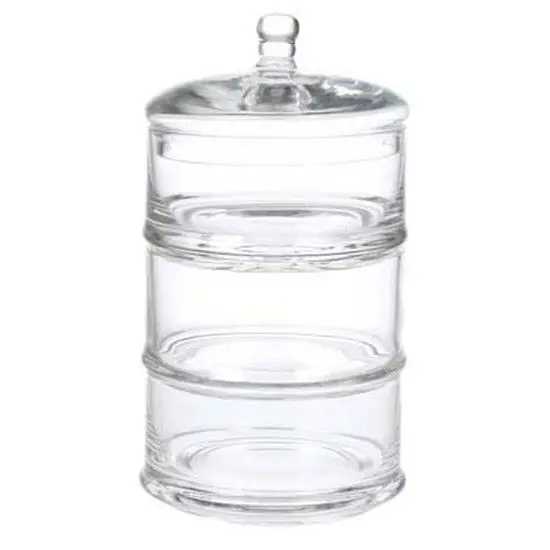 Cosy & Trendy glazen snoeppot 3 laags - 12 x 22 cm - bonbonniere - Voorraadpot Tijdelijk Beschikbaar