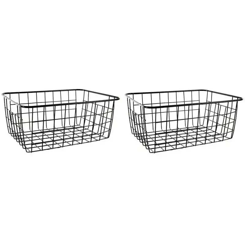 Svenska Living Opbergmand - 10x stuks - zwart - industriele draadmand - 18x24x10cm - Opbergmanden Exclusieve Aanbieding
