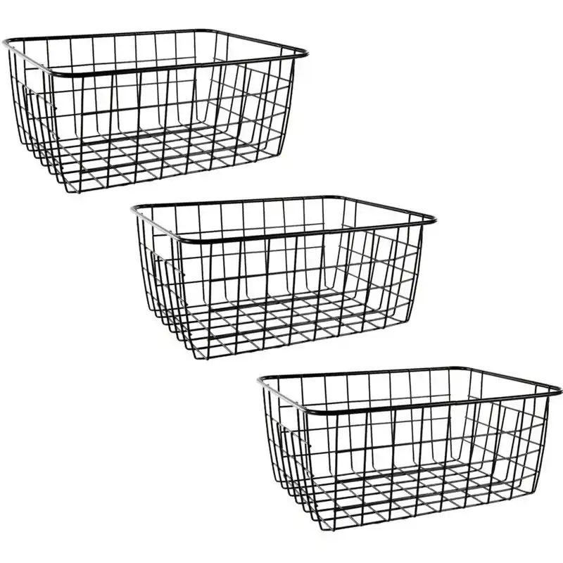 Plaats Bestelling Svenska Living Opbergmand - 4x - zwart - industriele draadmand - 18x24x10cm - Opbergmanden