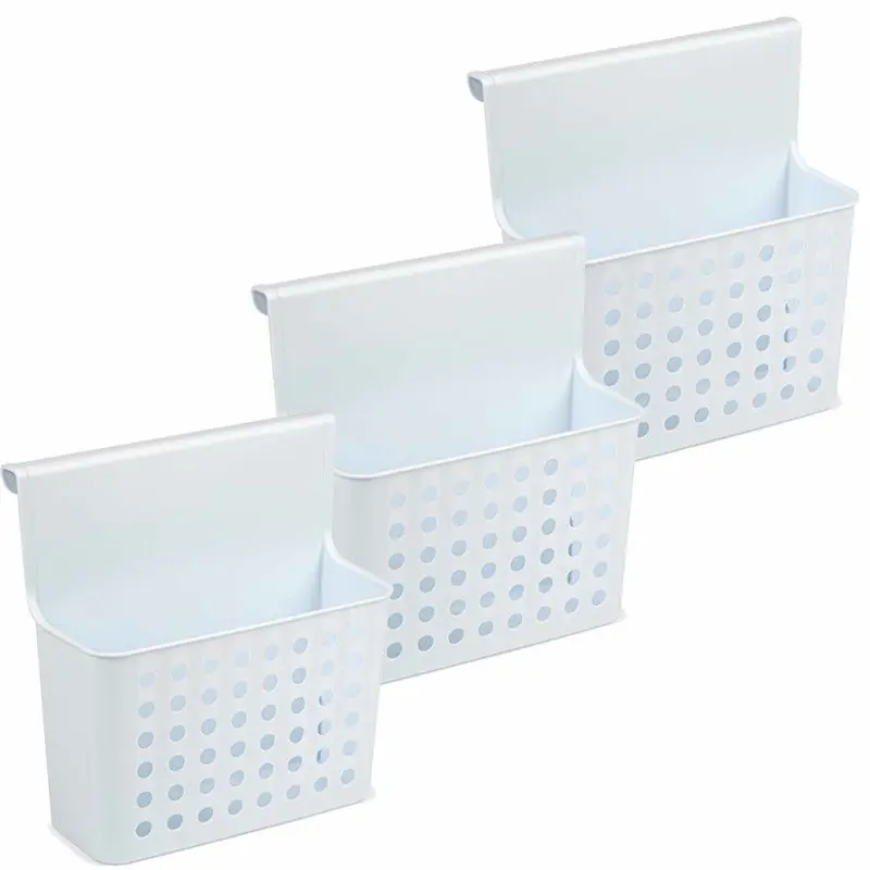 Gratis Verzending PlasticForte Badkamerrekje - 3x - wit/blauw - opbergmandje - 26x24 cm - Opbergmanden