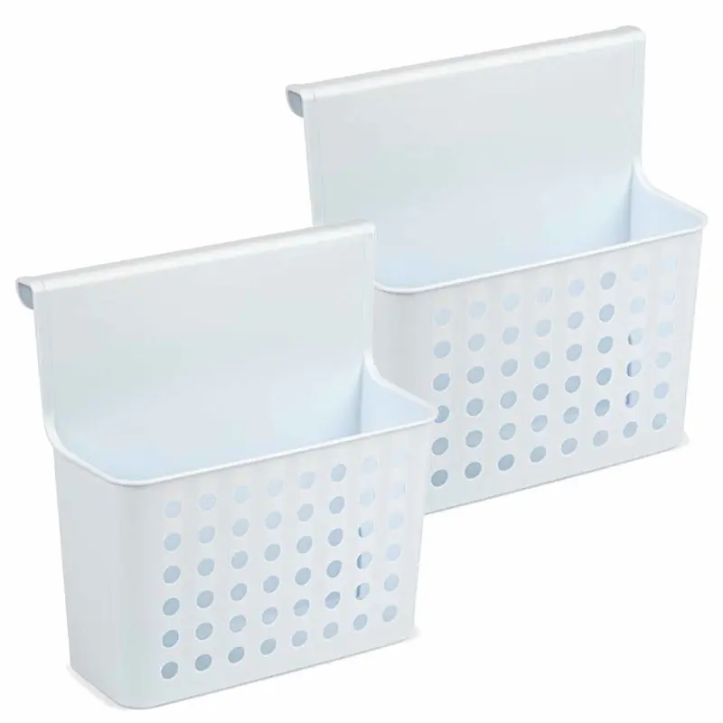 PlasticForte Badkamerrekje - 2x - wit/blauw - opbergmandje - 26x24 cm - Opbergmanden Betaalbaar