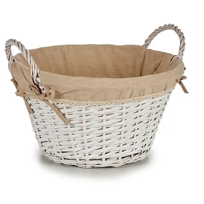 Merkproduct Ronde witte opbergmand met handvatten D45 x H31 cm - Opbergmanden