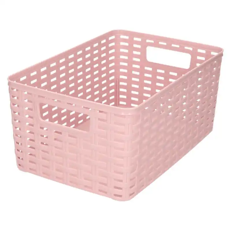 Luxe Plasticforte Opbergmand - Kastmand - rotan kunststof - oud roze - 6 Liter - 19 x 29 x 13 cm - Opbergmanden