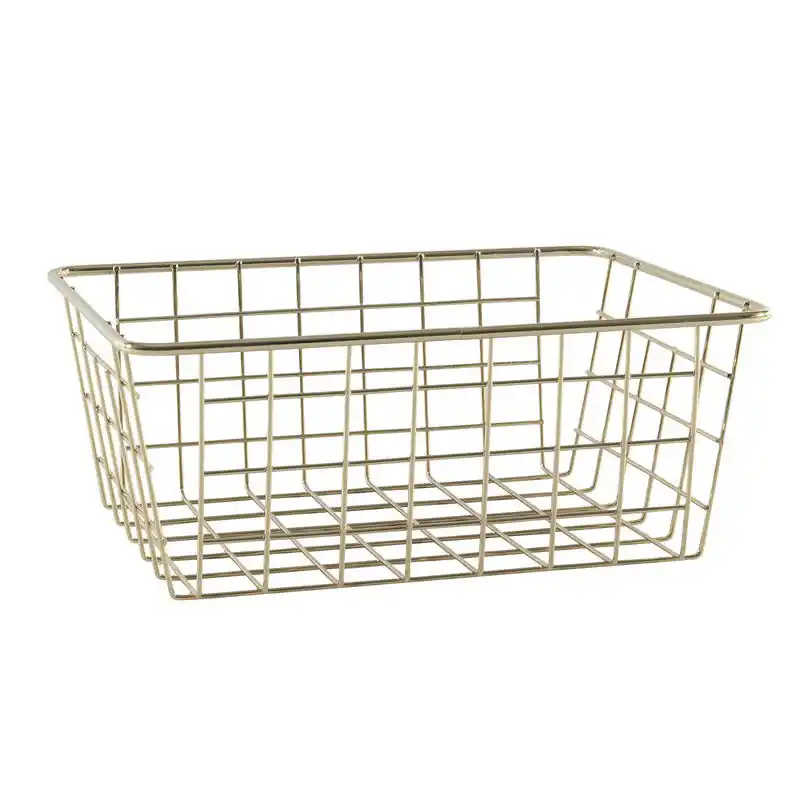 Svenska Living Draadmand - goudkleurig - opbergmand - 24 x 18 x 10 cm - Opbergmanden Weekendaanbieding