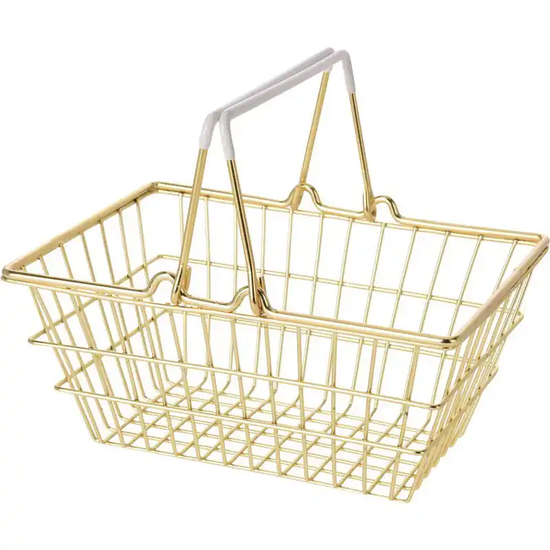 Dagaanbieding Winkelmandje - goud - metaal - draadmandje - 18 x 13 x 8 cm - Opbergmanden