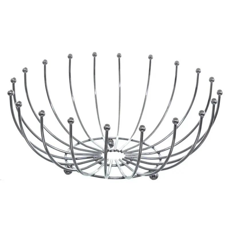 Lage Kosten Decopatent® Design Fruitschaal Rond - Schaal voor fruit - Ronde Design Fruitmand - Metaal - Afm: 31.5 x 31.5 x 14 Cm - Zilver