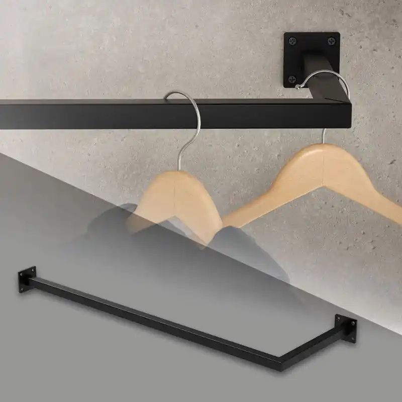 Speciale Aanbieding Garderobestang kapstok wandmontage 30x90 cm zwart staal ML design
