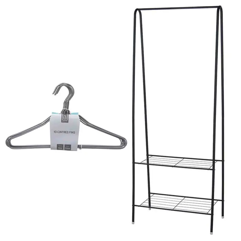 Set van kledingrek met plank en kledinghangers - metaal - 152 cm - Kledingrekken Bestel Nu