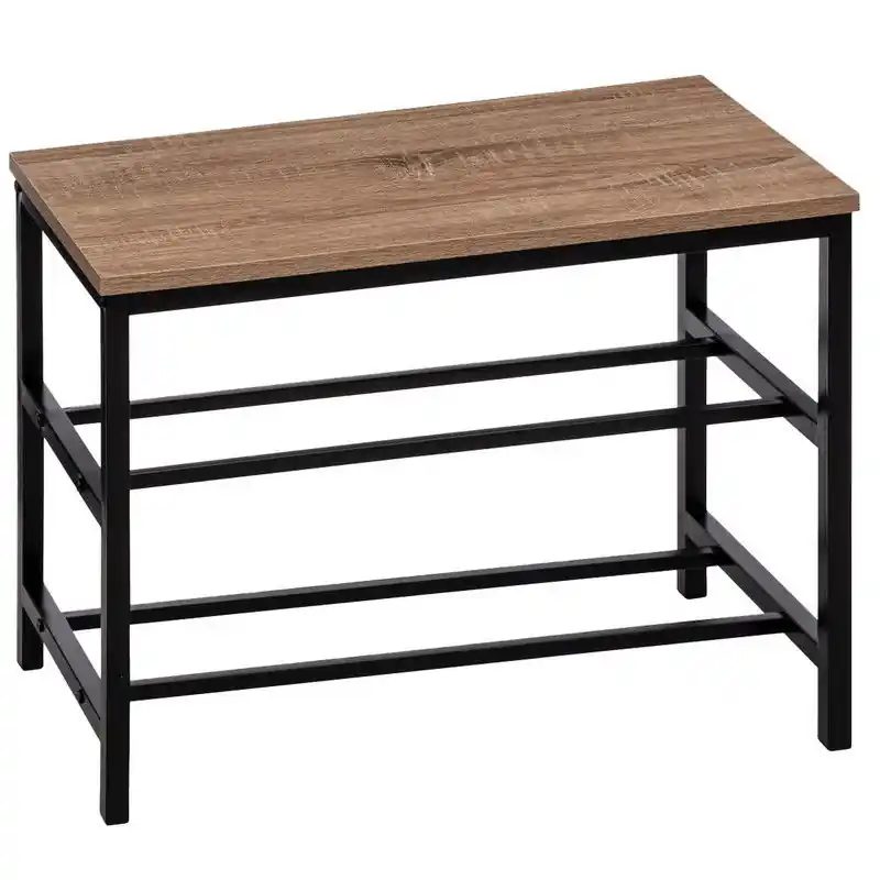 5Five Schoenenrek/schoenenkast - zwart/bruin - 6 paar schoenen - metaal/hout - 63x30x45cm - Schoenenrekken Must-Have