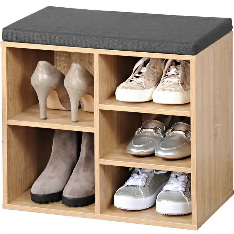 Kesper houtlook schoenenkast/schoenenrek bankje - 29 x 48 x 51 cm - Schoenenrekken Professioneel