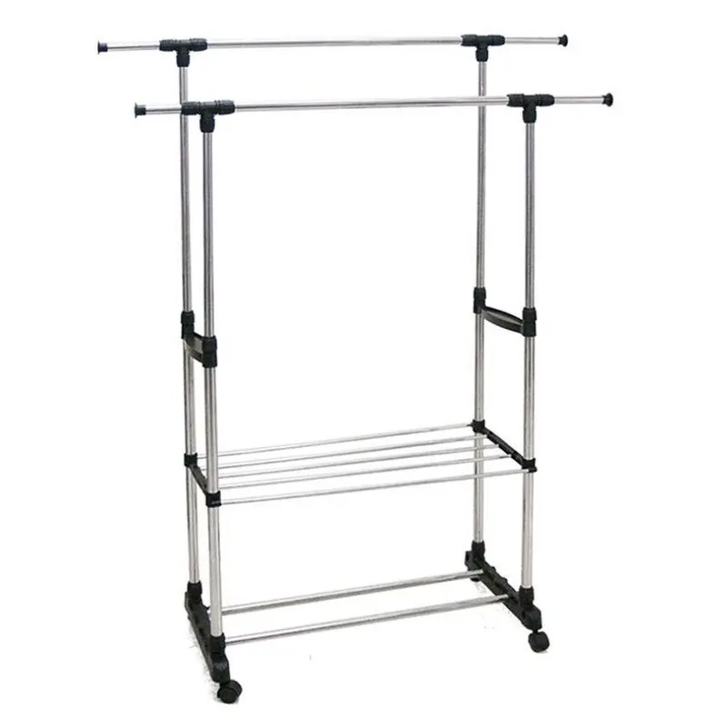 Topkwaliteit Gerimport Kledingrek - mobiel - dubbele stang - 160 cm - Kledingrekken