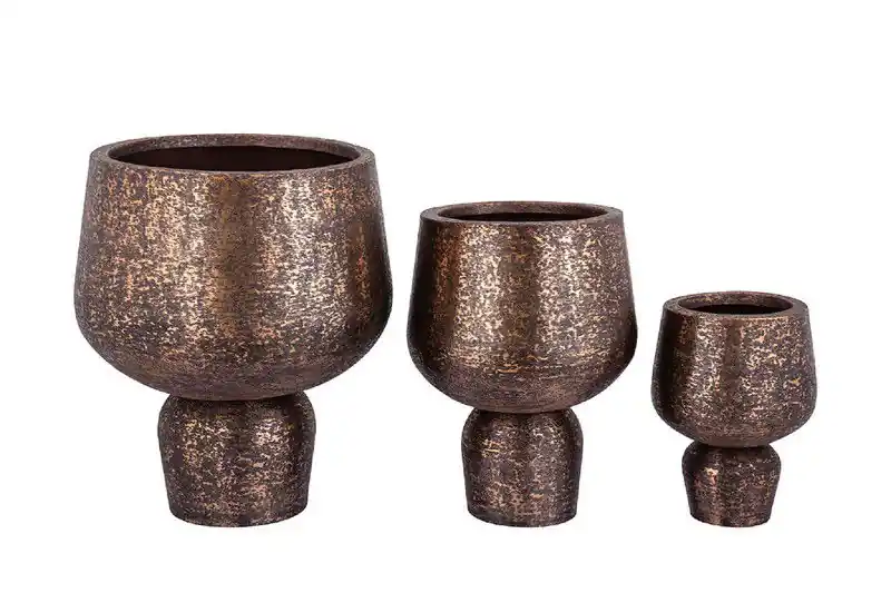 Professioneel PTMD - Pot Wayan - Bruin - 51.5x51.5x59cm - Set van 3