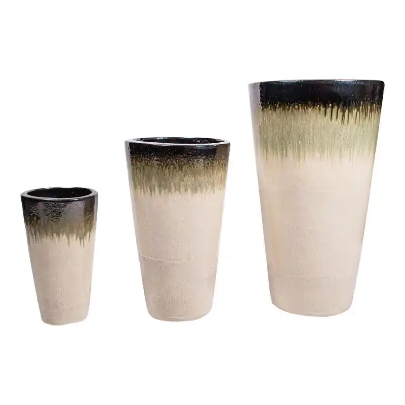 PTMD - Pot Relly - Wit - 40x40x68cm - Set van 3 Plaats Bestelling