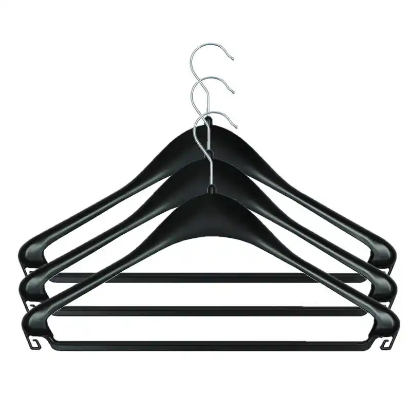 Kledinghanger - 12x stuks - zwart - kunststof - kledinghaak - kleding ophangen - Kledinghangers Luxe