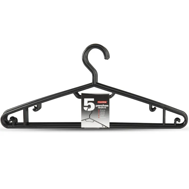 Plasticforte Kledinghangers - 5x - zwart - kunststof - 40 cm - Kledinghangers Shop Nu