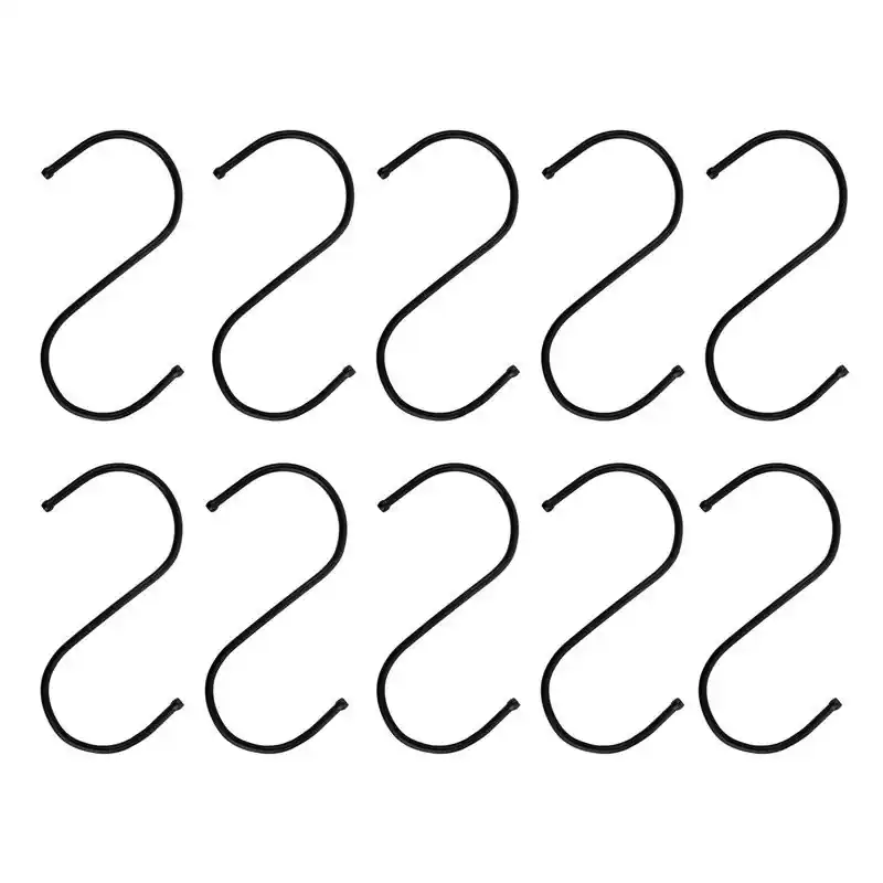 QUVIO Ophanghaken - RVS - zwart - L - 12 cm (h) - 10 stuks Hete Deal