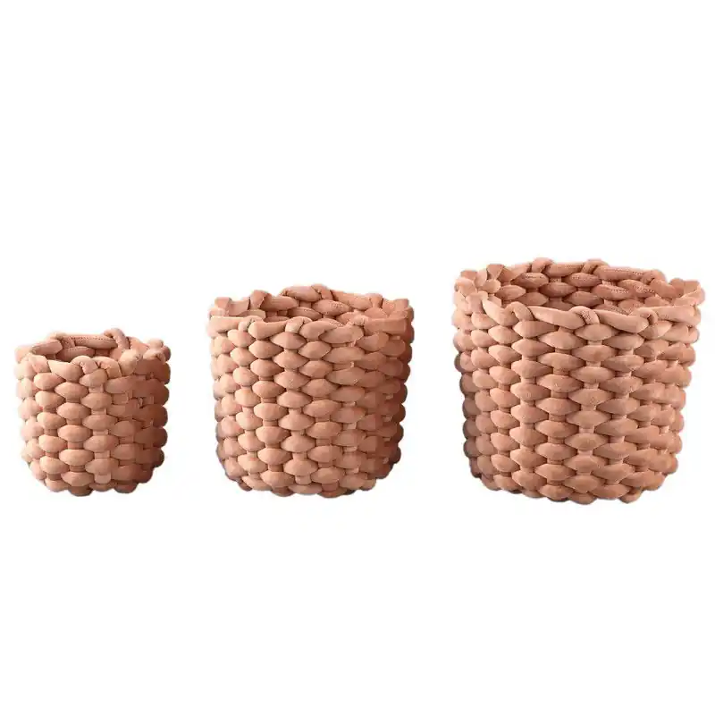 Authentiek PTMD - Mand Olliver - Bruin - 24x24x28cm - Set van 3