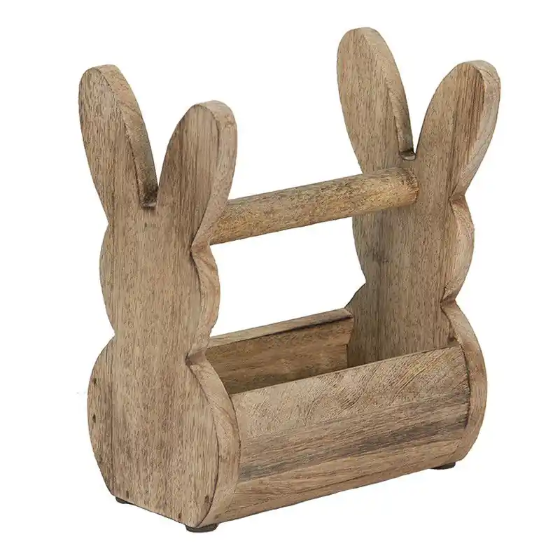 Clayre & Eef Houten Kistje Konijn 16x10x20 cm Bruin Hout Gereduceerde Prijs