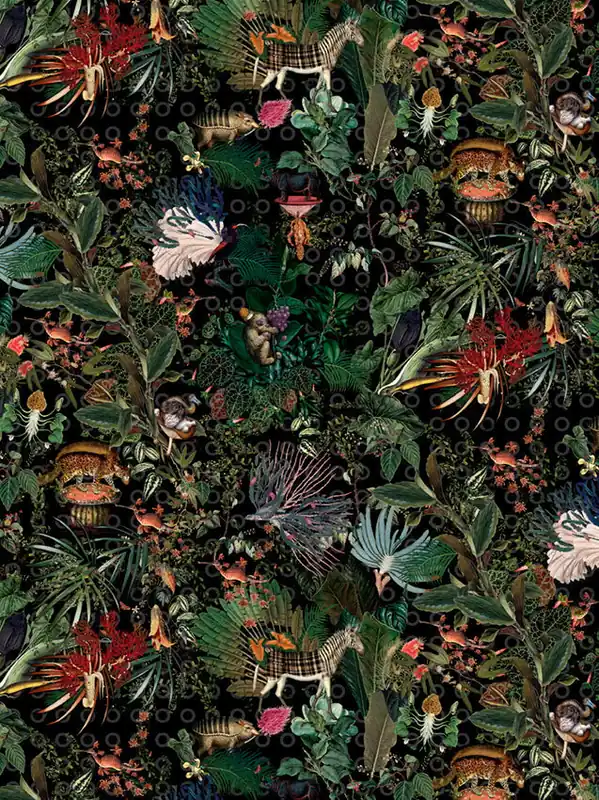 Laagpolig vloerkleed Moooi Carpets Menegerie of Extinct Animals Raven Luxe