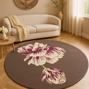 Laagpolig vloerkleed Ted Baker Tranquility Aubergine Rond 56005 Op = Op
