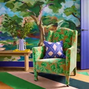 Aanbieding Laagpolig vloerkleed van Harlequin | Sherbet stripe Emerald -  amber