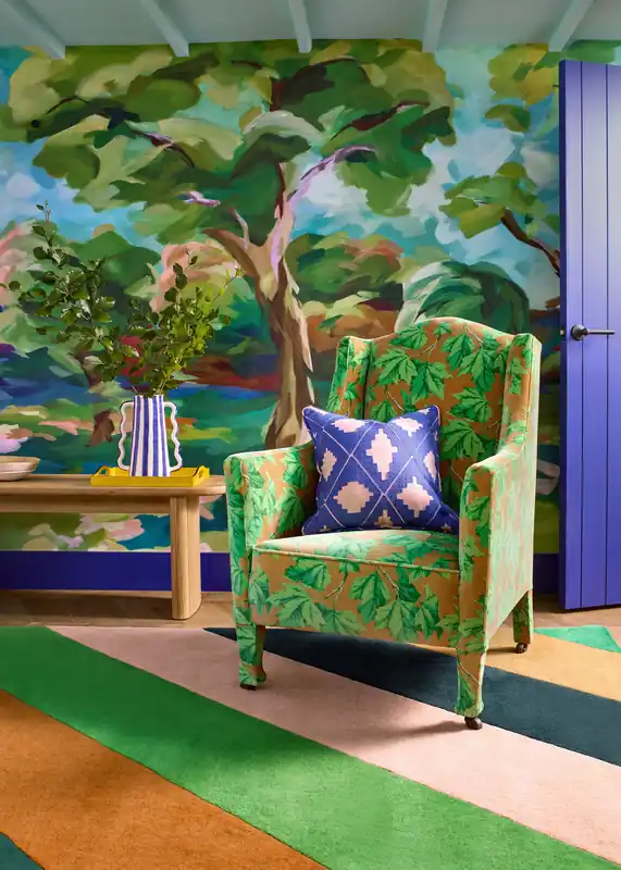 Aanbieding Laagpolig vloerkleed van Harlequin | Sherbet stripe Emerald - amber