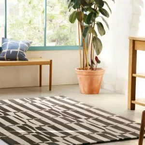 Laagpolig vloerkleed van Scion | Lohko stripe Charcoal Bestseller