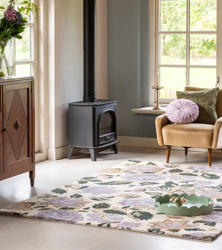 Beperkt Aanbod Luxueus en Sfeervol Vloerkleed van Laura Ashley | Wendling floral Heather purple