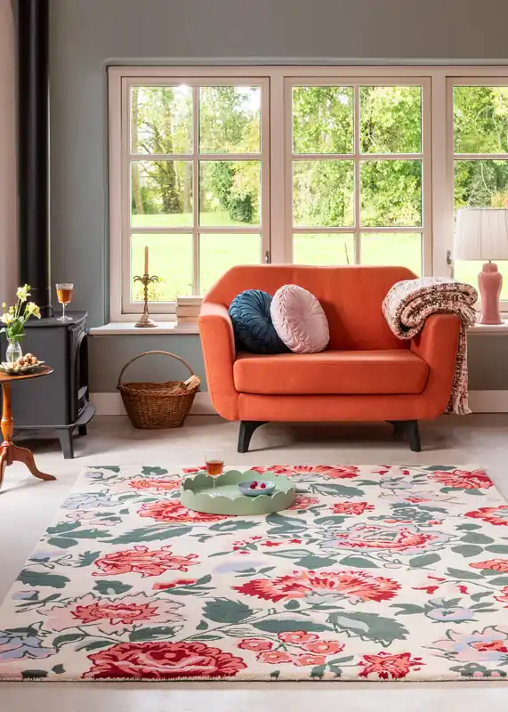 Luxueus en Sfeervol Vloerkleed van Laura Ashley | Wendling floral Poppy red Lage Prijs