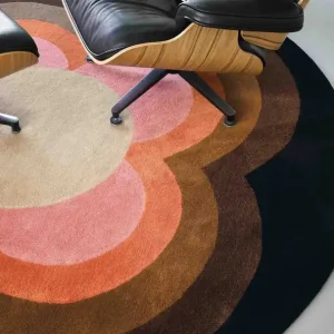 Lage Prijs Rond vloerkleed Orla Kiely Sunflow Pink 60005