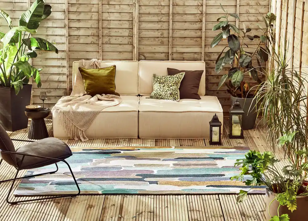 Vloerkleed Harlequin Trattino-Sea Glass outdoor 444804 Koopje