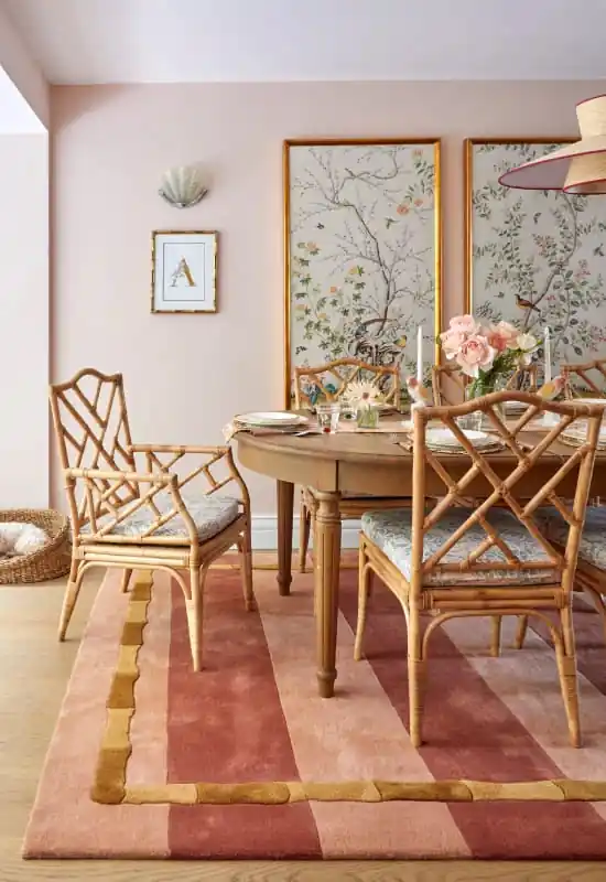 Alleen Vandaag Vloerkleed Layered Alice Crawley Bamboo Stripe Wool Rug Terracotta