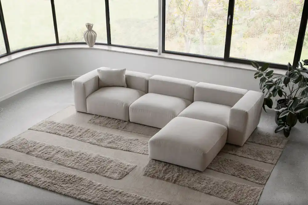 Speciale Aanbieding Vloerkleed Layered Punja Bricks Wool Rug Sand Melange