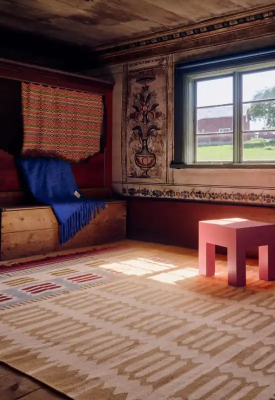 Vloerkleed Layered Röllakan Wool Rug Hilma Meadow Modern