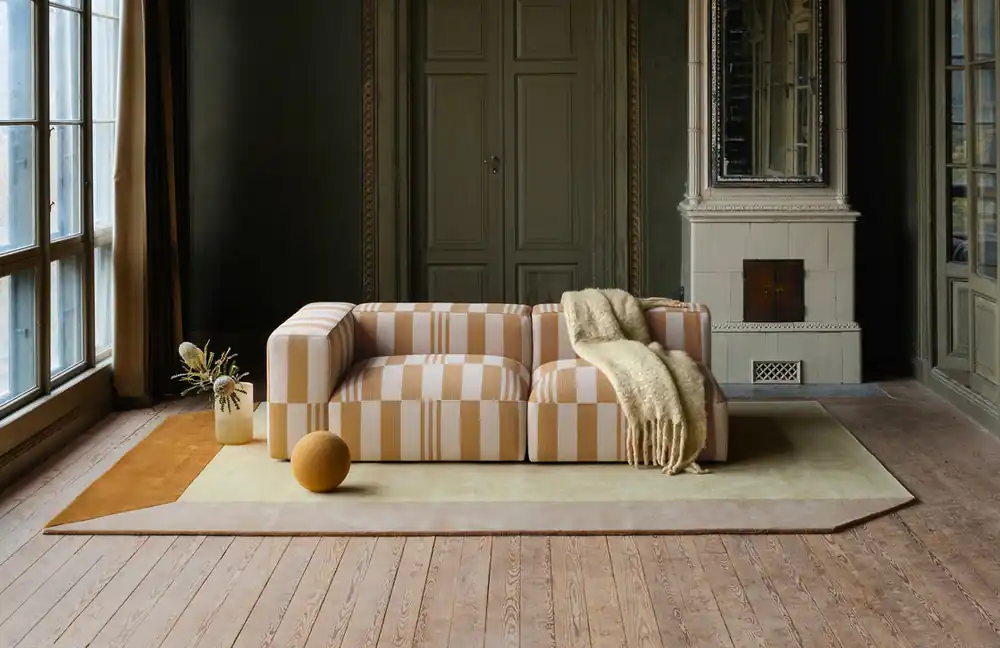 Beste Prijs Vloerkleed Layered Teklan Box Wool Rug Yellows