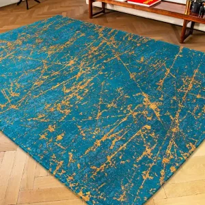 Vloerkleed Louis de Poortere Stellar Mad Men 9218 Lightning Turquoise (outlet) Actieprijs