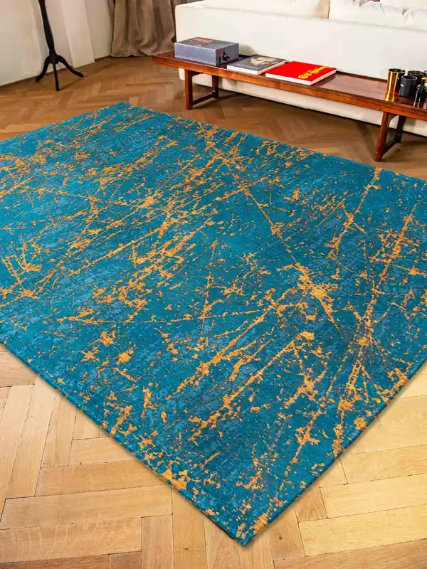 Vloerkleed Louis de Poortere Stellar Mad Men 9218 Lightning Turquoise (outlet) Actieprijs