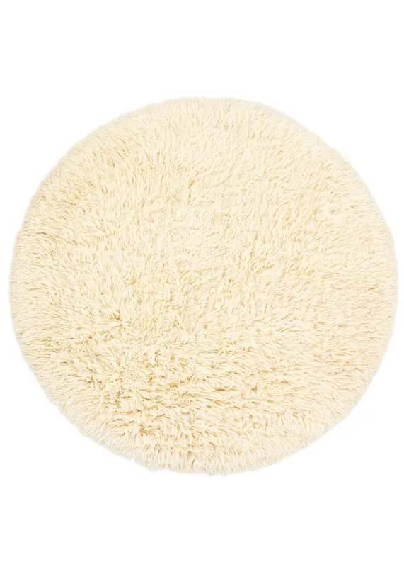Populair Vloerkleed MOMO Rugs Snow White Plain Ivory Round