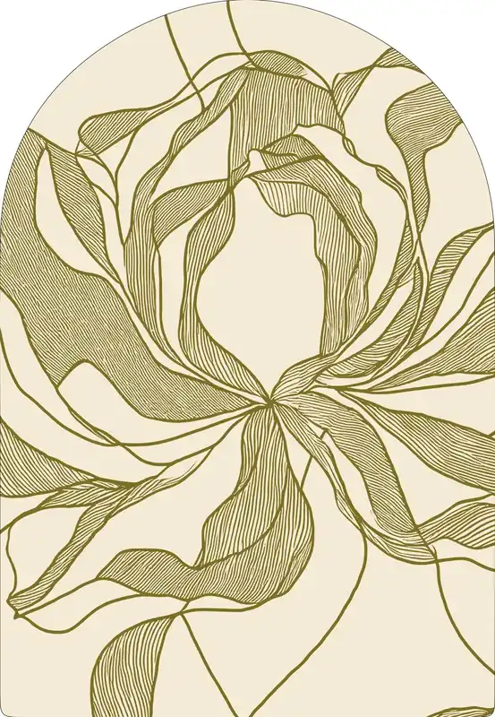 Speciale Aanbieding Vloerkleed MOMO rugs x NOŪRA studios - Bloom Beige/ olive Arch