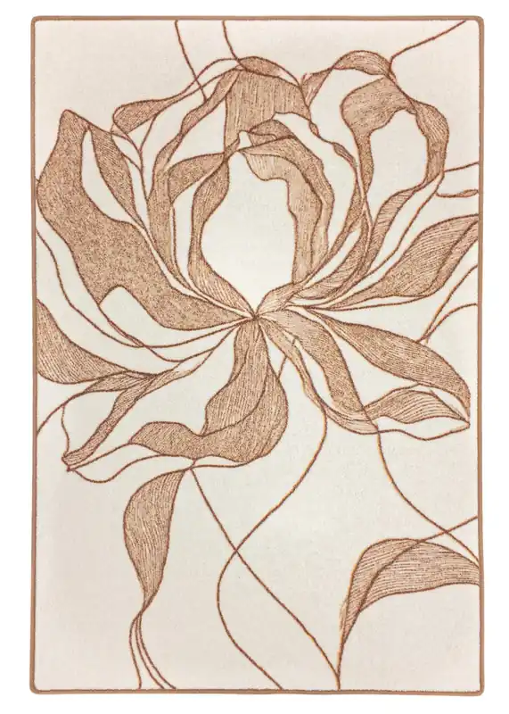 Vloerkleed MOMO rugs x NOŪRA studios - Bloom Beige/ terra Ambachtelijk