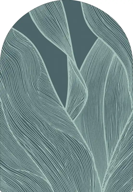 Handgemaakt Vloerkleed MOMO rugs x NOŪRA studios - Botanical Aqua Arch