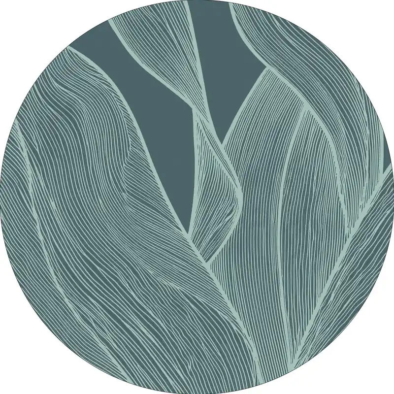 Trendy Vloerkleed MOMO rugs x NOŪRA studios - Botanical Aqua Rond