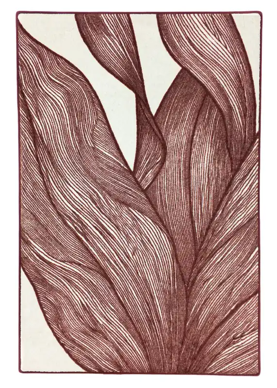 Vloerkleed MOMO rugs x NOŪRA studios - Botanical Beige/ bordeaux Laatste Versie