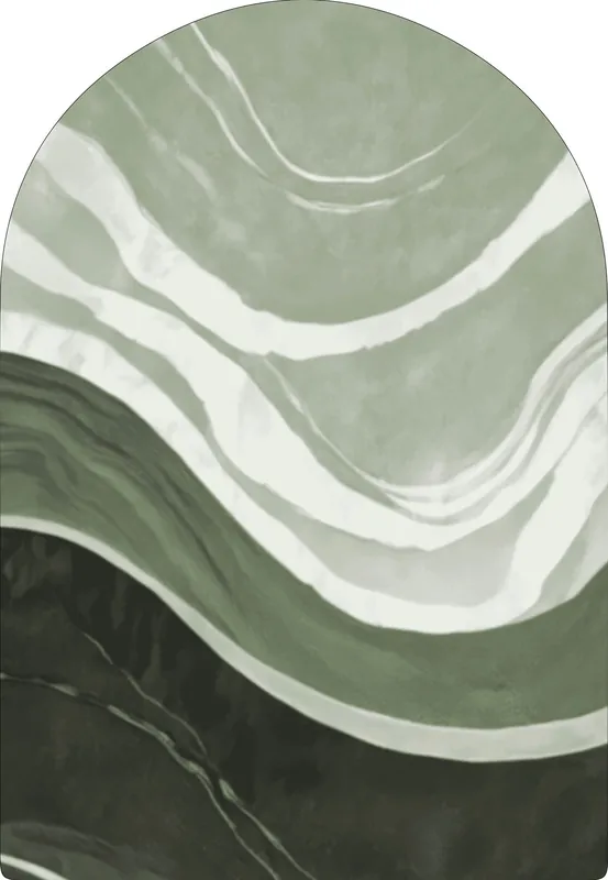 Op = Op Vloerkleed MOMO rugs x NOŪRA studios - Waves Green Arch