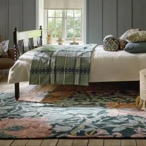 Vloerkleed Morris & co Honeysuckle Tulip Teal 130407 Exclusief