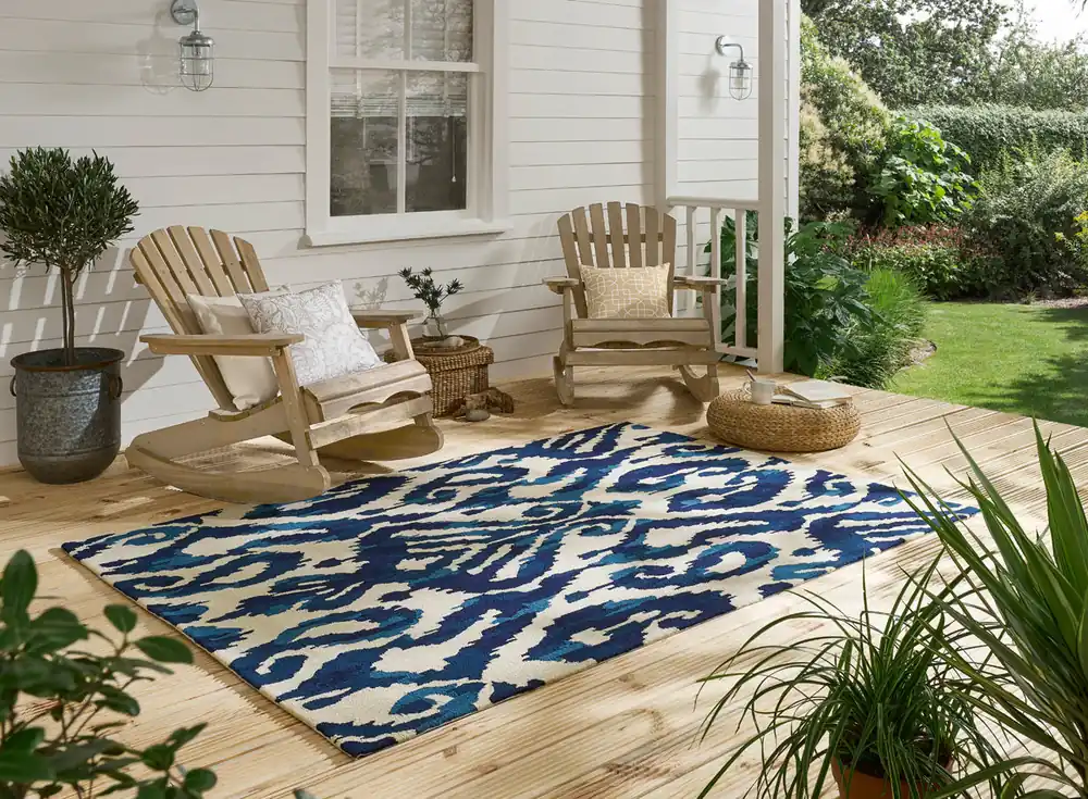 Vloerkleed Sanderson Kasuri Indigo Outdoor 446208 Nieuw Model