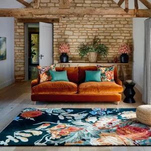 Shop Nu Vloerkleed Sanderson Stapleton Park Navy Burnt Orange 45318