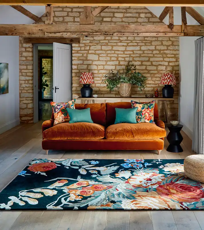 Shop Nu Vloerkleed Sanderson Stapleton Park Navy Burnt Orange 45318