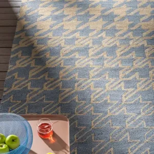 Authentiek Vloerkleed Ted Baker Houndstooth Washed Blue Outdoor 455708